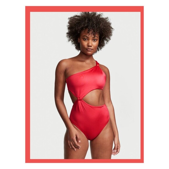 NWT Victoria's Secret Swim XL Wild Strawberry Twist Monokini One-Piece Swimsuit - Picture 1 of 6